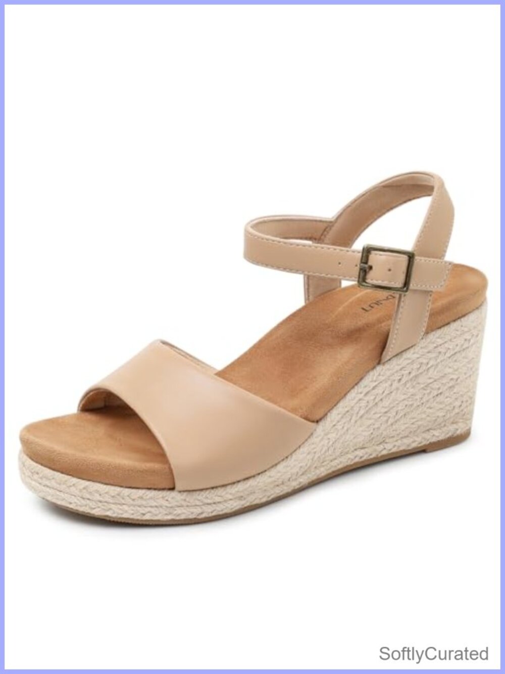 Platform Espadrille Wedge Sandals Faux Leather Arch Support Ankle Strap